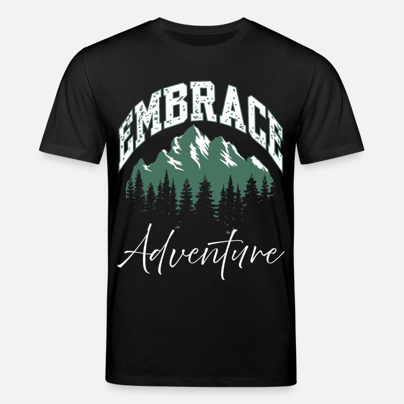Embrace Adventure Mountain Logo - Stanley/Stella CREATOR Unisex Organic T-Shirt - black