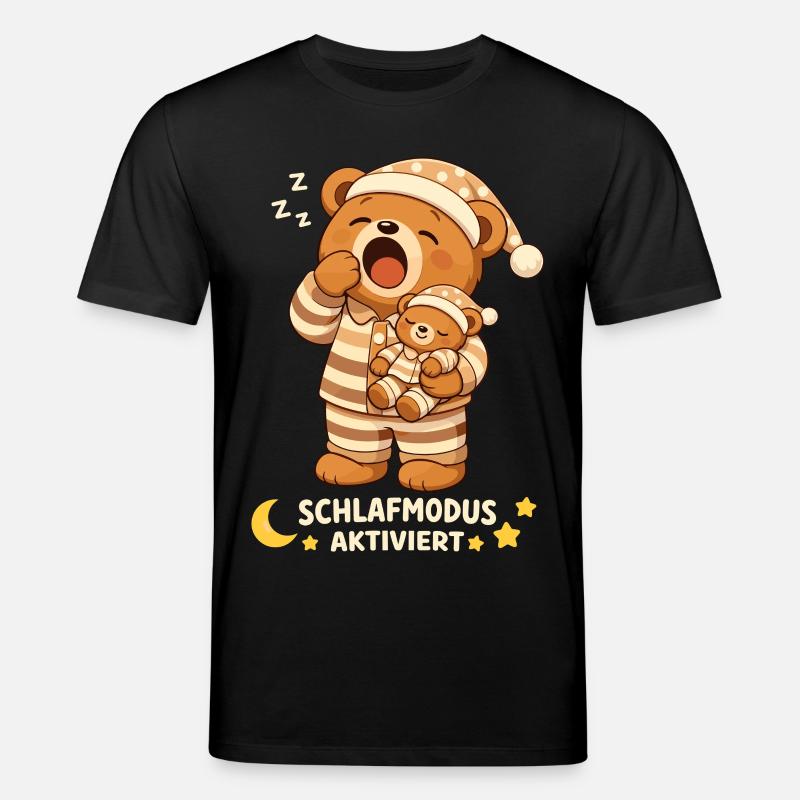 Schlafshirt Schlafen Pyjama Teddybär Schlafmodus - Stanley/Stella Unisex Bio-T-Shirt CREATOR  - Schwarz