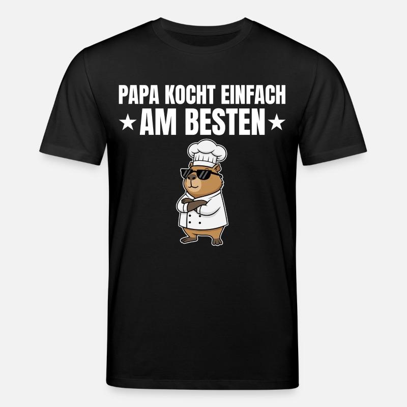 Dad Cooks Best - Capybara Chef - Stanley/Stella CREATOR Unisex Organic T-Shirt - black
