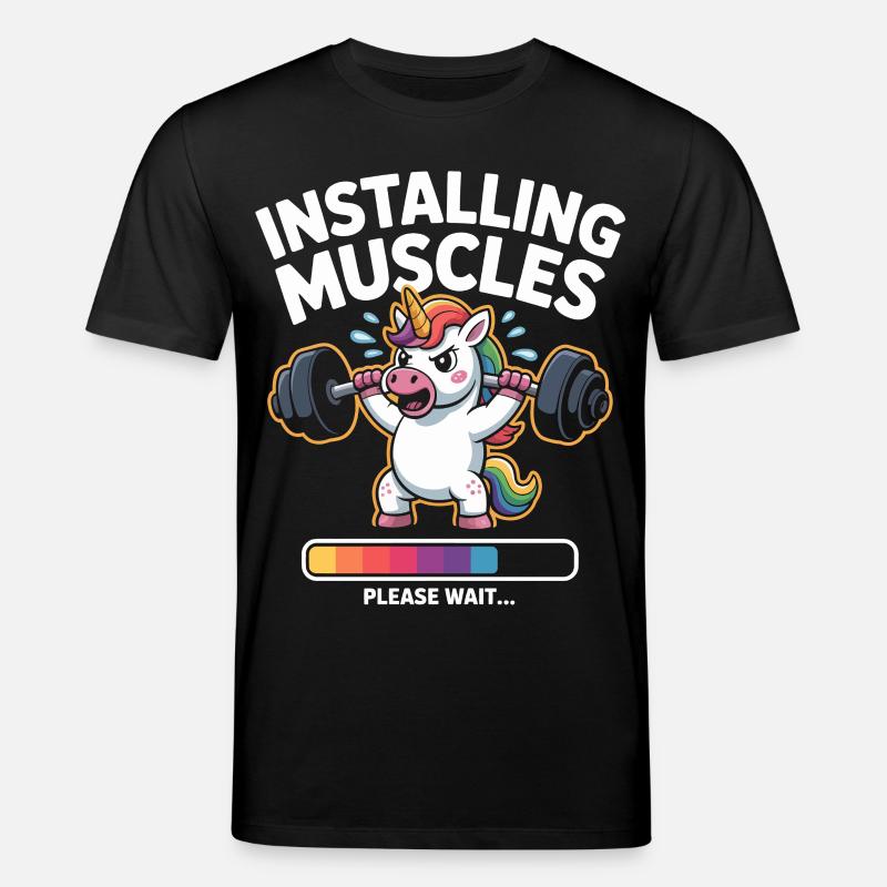 Einhorn hebt Gewichte - Stanley/Stella Unisex Bio-T-Shirt CREATOR - Schwarz