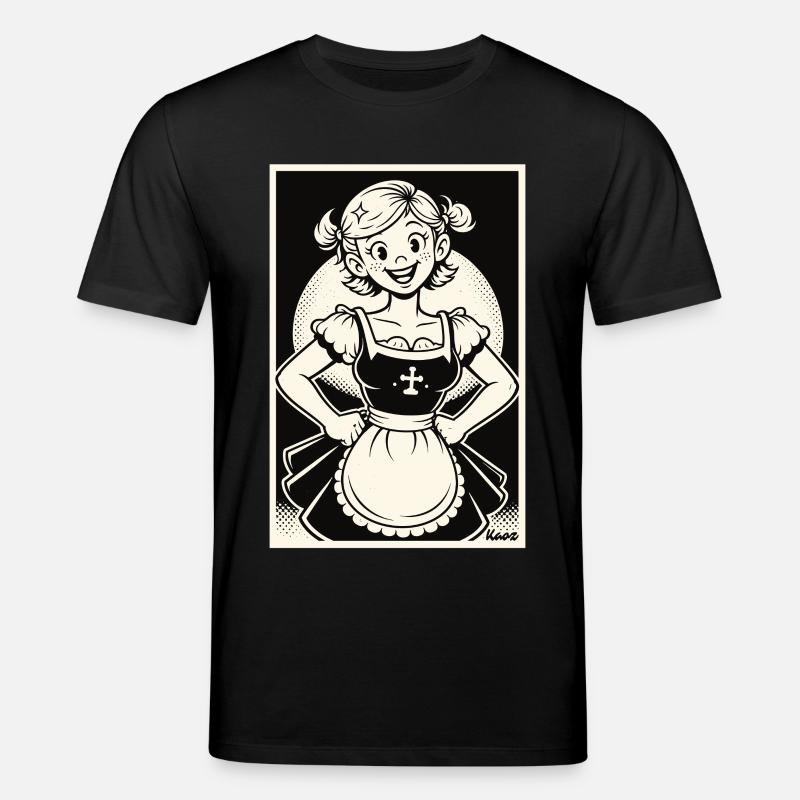 Dirndl Mädchen Cartoon - Stanley/Stella Unisex Bio-T-Shirt CREATOR  - Schwarz