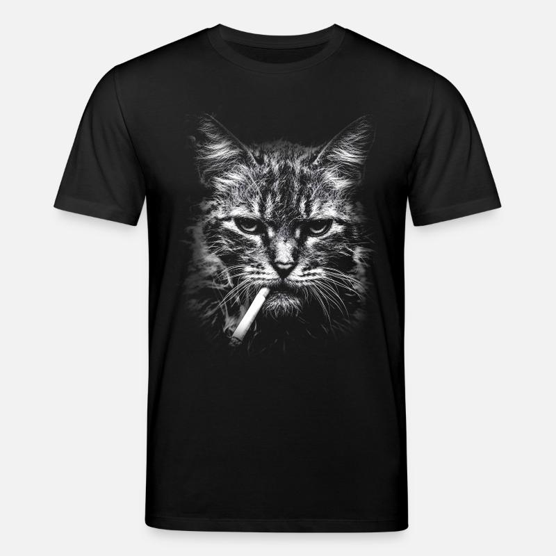 Rauchen, Zigarette, Katze raucht eine Zigarette - Stanley/Stella Unisex Bio-T-Shirt CREATOR  - Schwarz