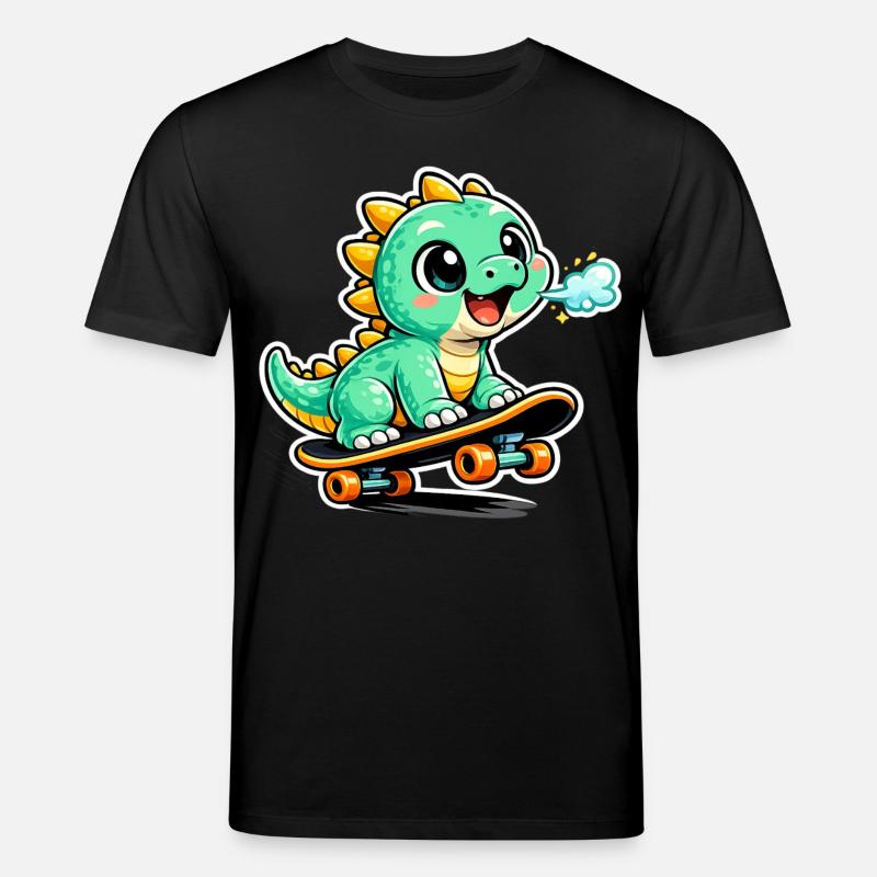 Héros du skateboard Dino vert - T-shirt bio CREATOR Stanley/Stella Unisexe - noir