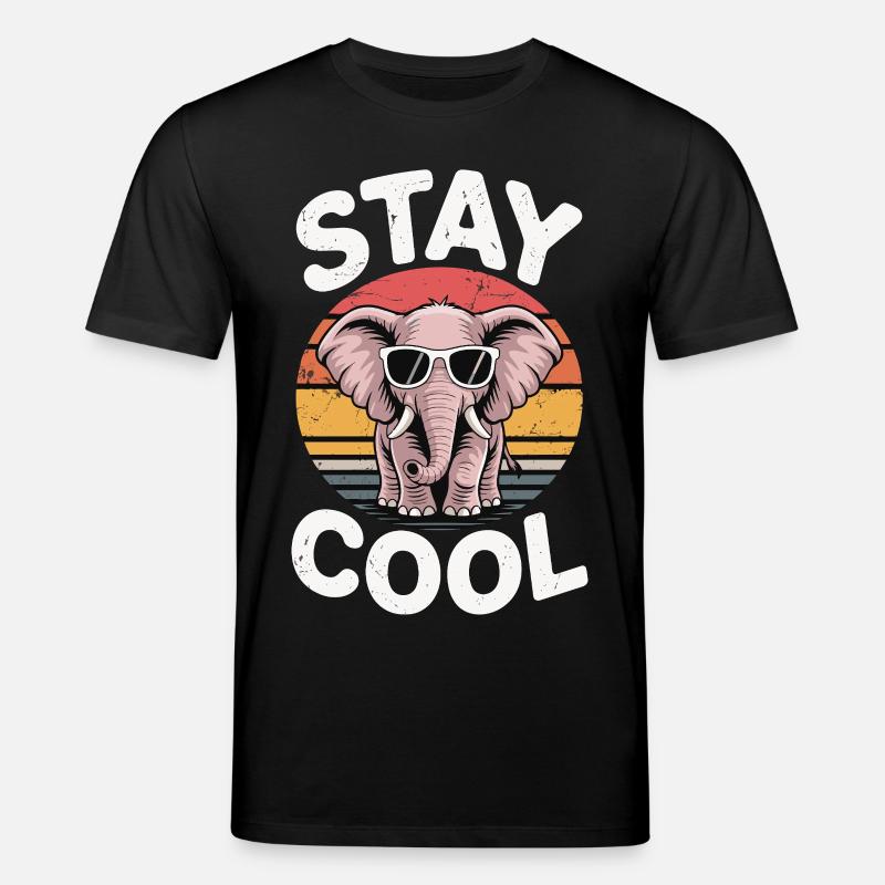 Stay Cool Elefant - Kinder Retro - Stanley/Stella Unisex Bio-T-Shirt CREATOR - Schwarz