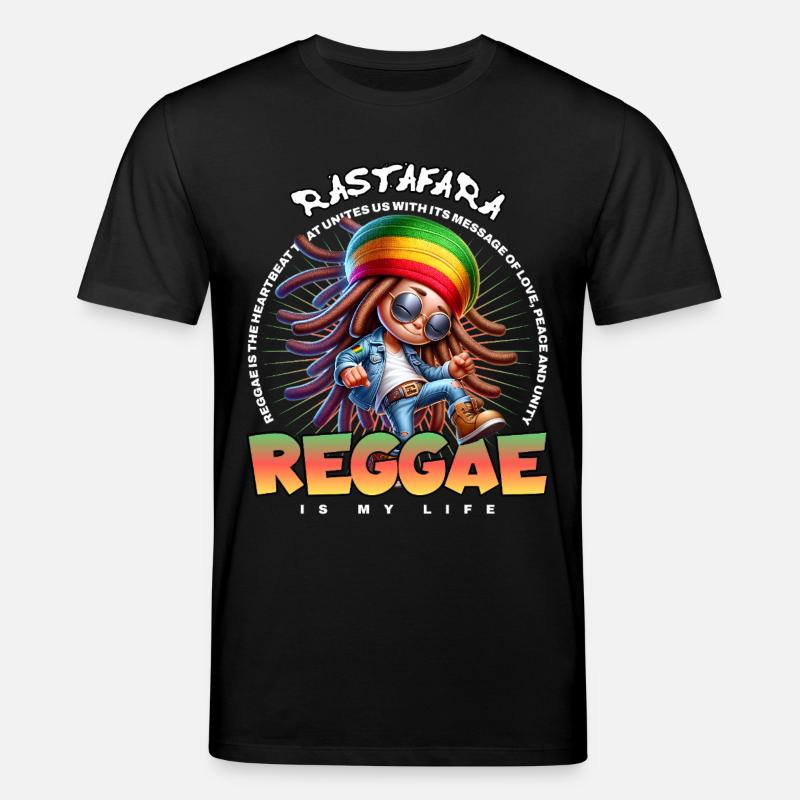 Dessin animé Reggae Vibes Rastafari - T-shirt bio CREATOR Stanley/Stella Unisexe - noir