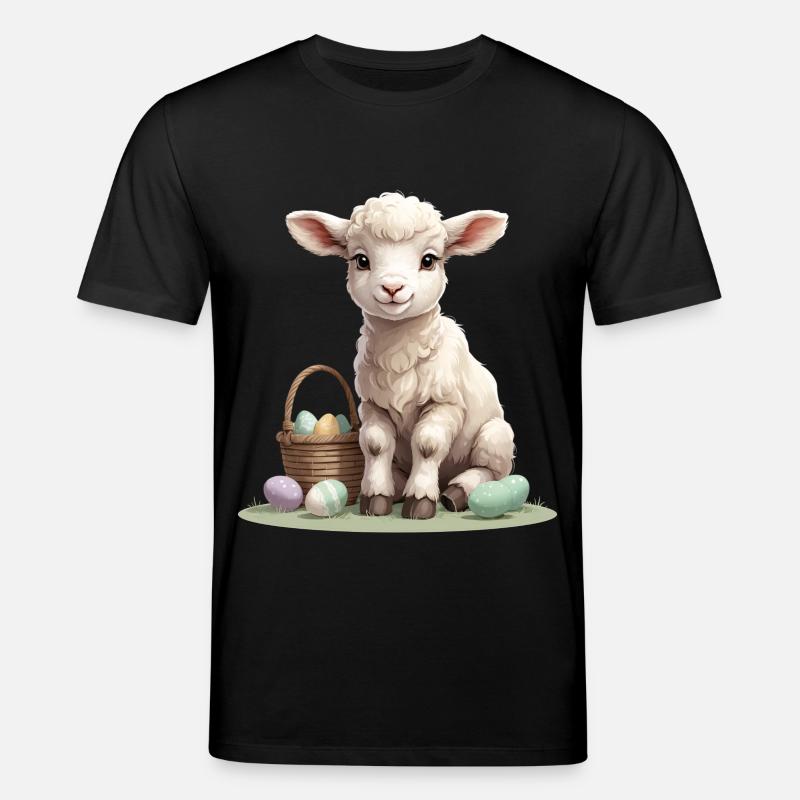 Pastel lamb with Easter eggs - Stanley/Stella CREATOR Unisex Organic T-Shirt - black