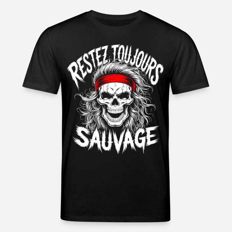 Restez Sauvage Toujours Skull - T-shirt bio CREATOR Stanley/Stella Unisexe - noir