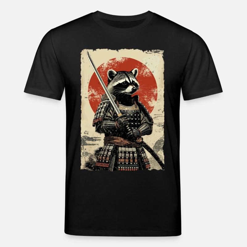 Samurai Waschbär Japanisches Ukiyo-e-Racoon Retro  - Stanley/Stella Unisex Bio-T-Shirt CREATOR  - Schwarz