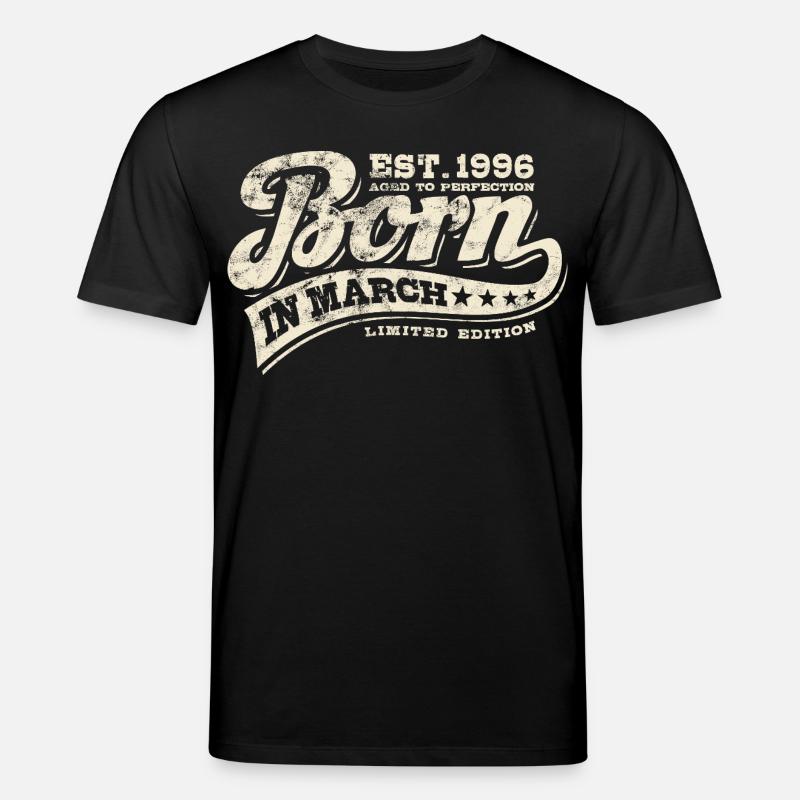 Né en mars 1996 - Anniversaire - Cadeau - T-shirt bio CREATOR Stanley/Stella Unisexe - noir
