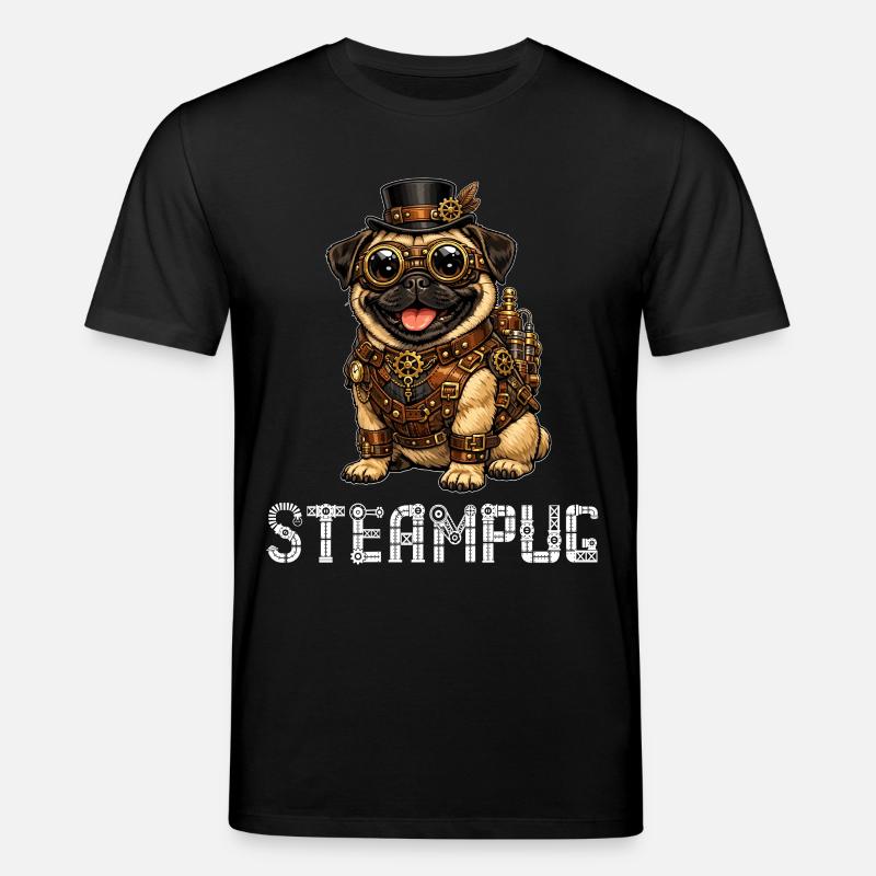 Steampug Steampunk Pug Mops - Stanley/Stella CREATOR Unisex Organic T-Shirt - black