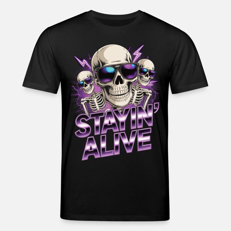 T-shirt Retro Skull – Conception néon - T-shirt bio CREATOR Stanley/Stella Unisexe - noir