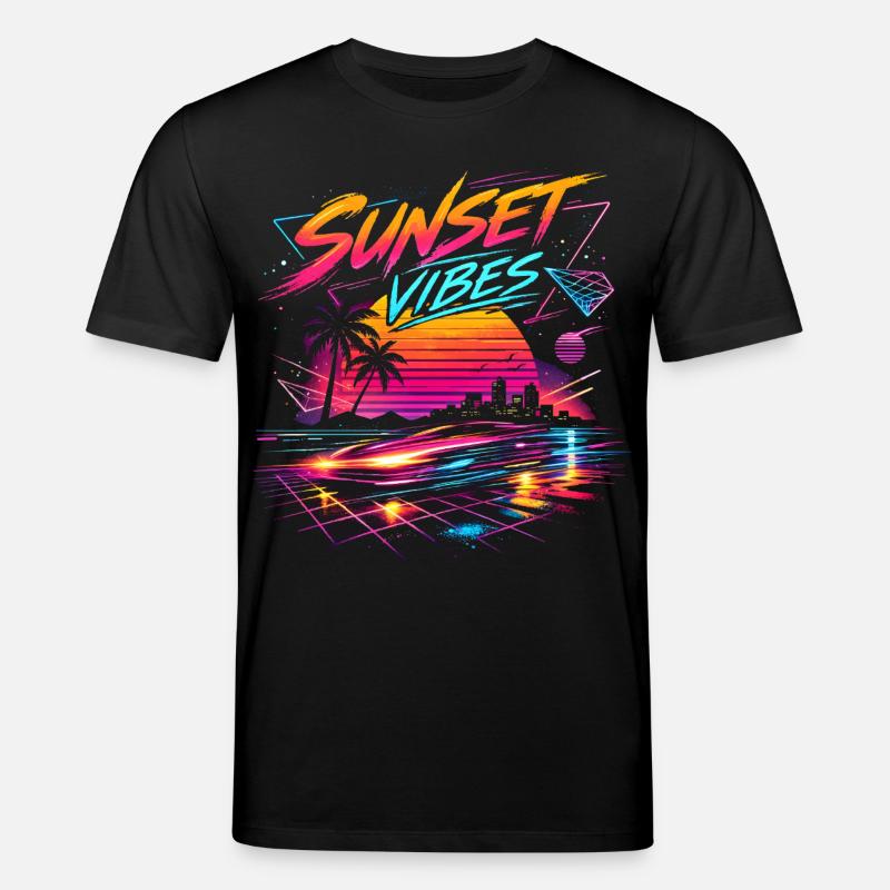 Sunset Vibes 80er Neon Design  - Stanley/Stella Unisex Bio-T-Shirt CREATOR  - Schwarz
