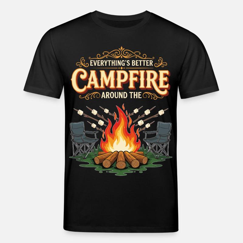 Campfire Marshmallow Everything Better Camping - Stanley/Stella CREATOR Unisex Organic T-Shirt - black