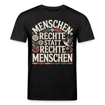 Demokratie Statement gegen Rechts Shirt Sticker - Stanley/Stella Unisex Bio-T-Shirt CREATOR  - Schwarz - Vorne - Alina (178cm) & Michal (187cm)