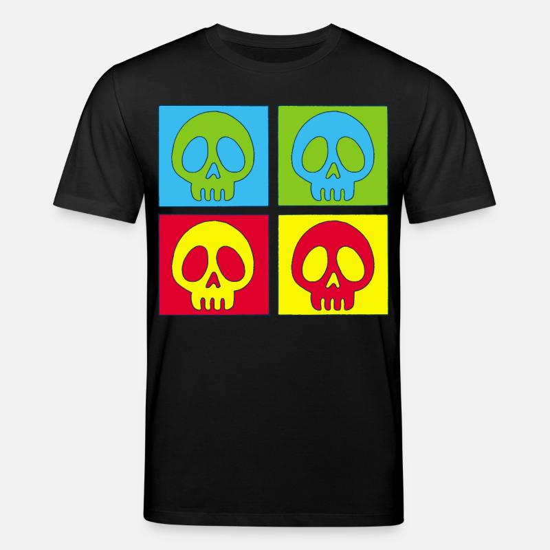 Totenschädel und vierfarbiger Druck - Stanley/Stella Unisex Bio-T-Shirt CREATOR - Schwarz