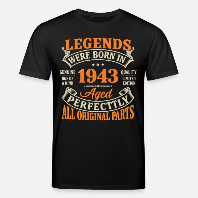Legenden geboren 1943 – Perfektes Alter - Stanley/Stella Unisex Bio-T-Shirt CREATOR  - Schwarz