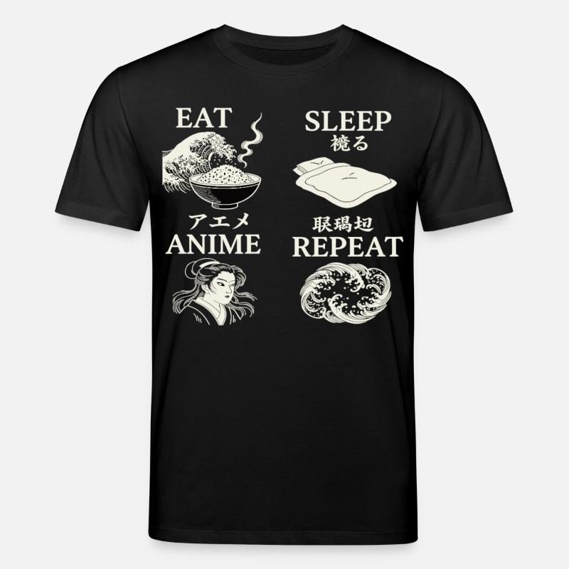 MANGER DORMIR ANIME RÉPÉTER - T-shirt bio CREATOR Stanley/Stella Unisexe - noir