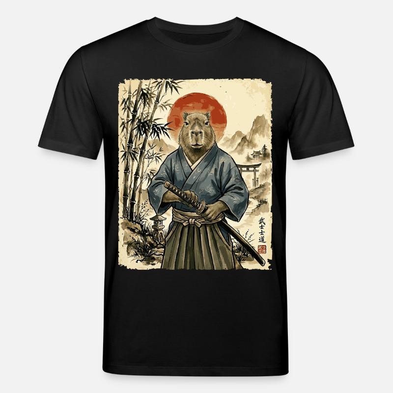 Samurai, Capybara, Japanische Kunst, Anime - Stanley/Stella Unisex Bio-T-Shirt CREATOR - Schwarz