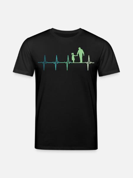 Père et fille battement de coeur papa et fillette - T-shirt bio CREATOR Stanley/Stella Unisexe - noir