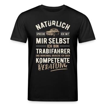 Natürlich spreche ich mit mir selbst - Trabifahrer - Stanley/Stella Unisex Bio-T-Shirt CREATOR  - Schwarz - Vorne - Alina (178cm) & Michal (187cm)