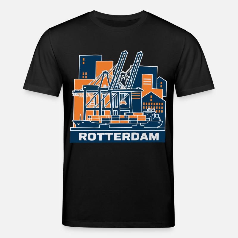 Rotterdam Hafen Kran Containerschiff - Stanley/Stella Unisex Bio-T-Shirt CREATOR  - Schwarz