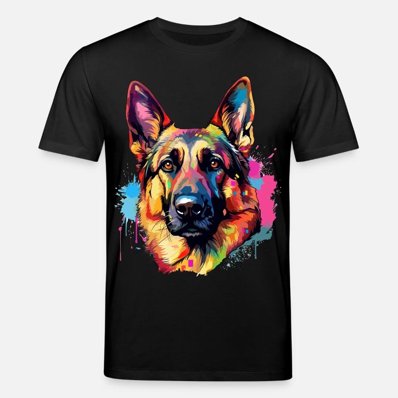 Lebendiger Deutscher Schäferhund Splash - Stanley/Stella Unisex Bio-T-Shirt CREATOR  - Schwarz