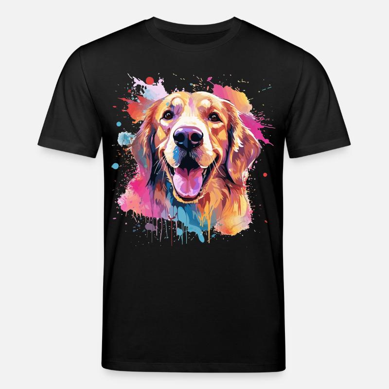 Golden Retriever Bunte Hunde-Splash-Kunst - Stanley/Stella Unisex Bio-T-Shirt CREATOR - Schwarz