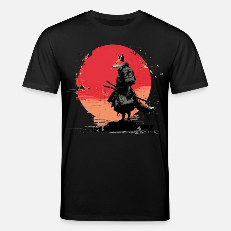 Fox Samurai au coucher du soleil - T-shirt bio CREATOR Stanley/Stella Unisexe - noir