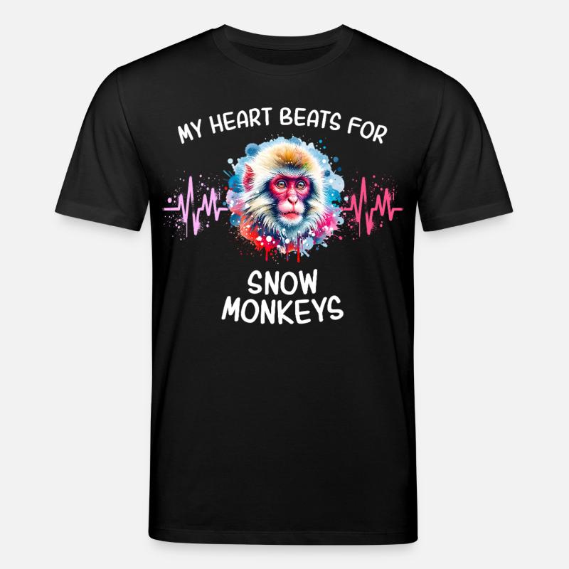 Schneeaffe Herzlinie - Stanley/Stella Unisex Bio-T-Shirt CREATOR  - Schwarz