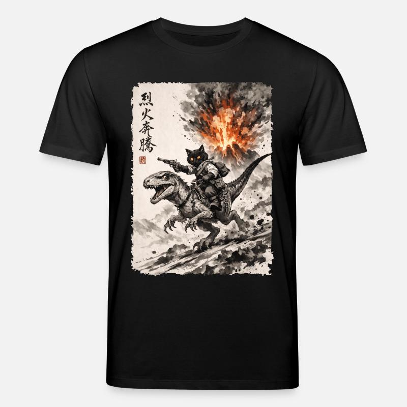 Katze, Dinosaurier, Vulkan, Vulkanausbruch, Anime - Stanley/Stella Unisex Bio-T-Shirt CREATOR  - Schwarz