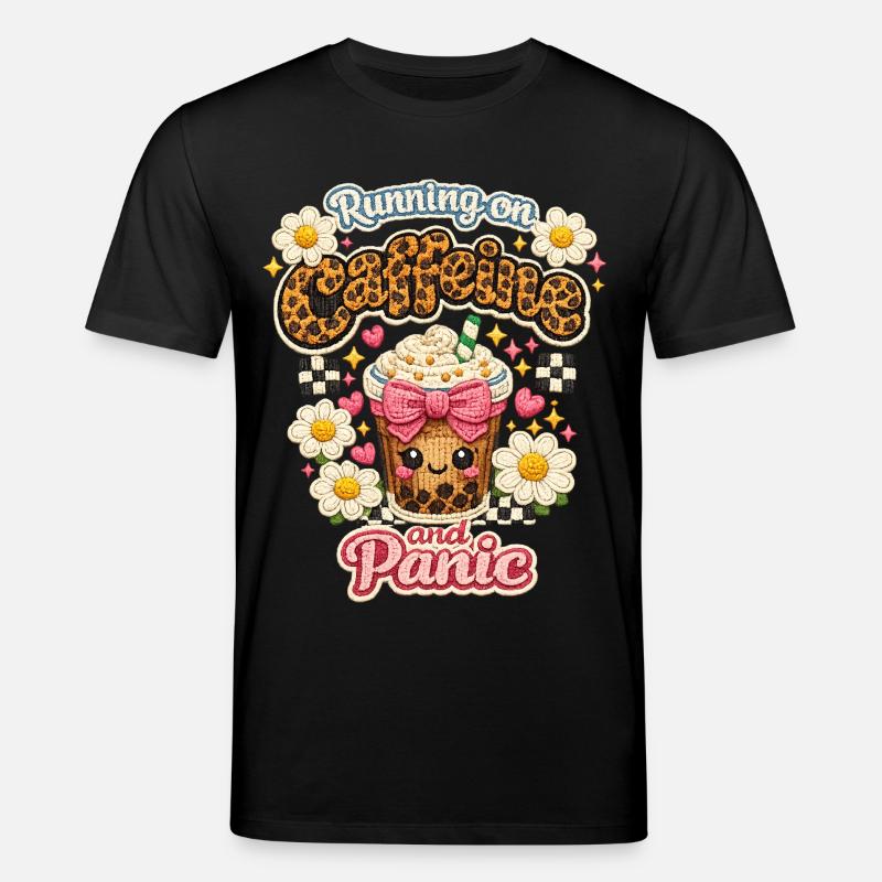 Coffee Panic Leopard Shine Caffeine - Stanley/Stella CREATOR Unisex Organic T-Shirt - black