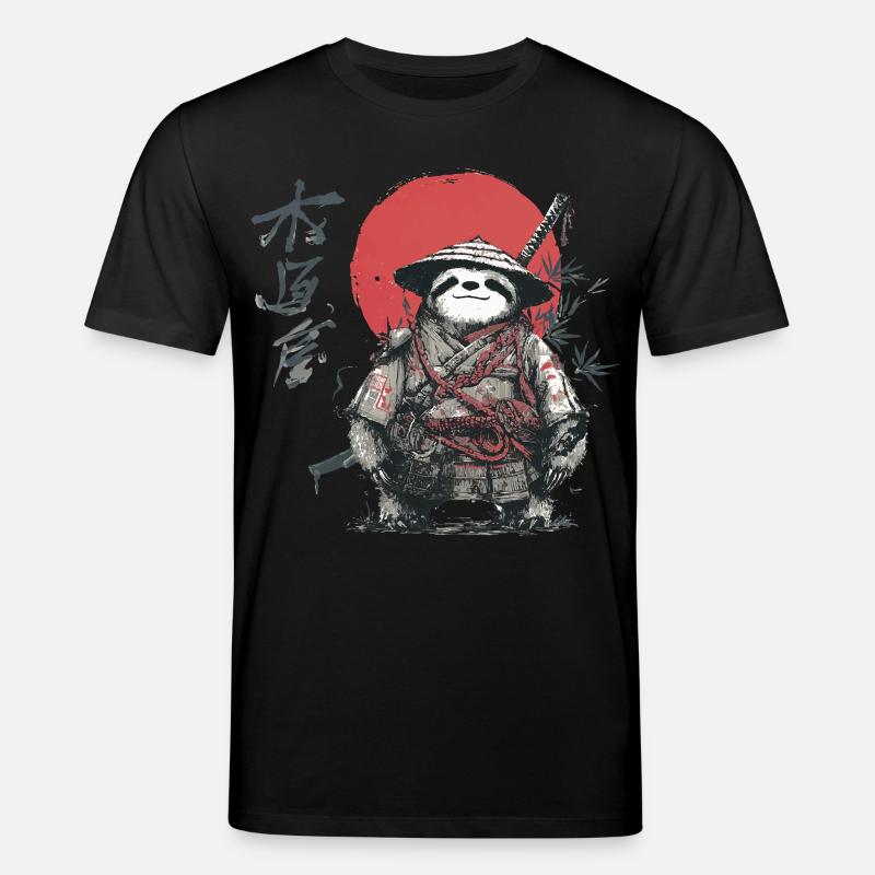 Sloth Samurai Under Red Sun - Stanley/Stella CREATOR Unisex Organic T-Shirt - black