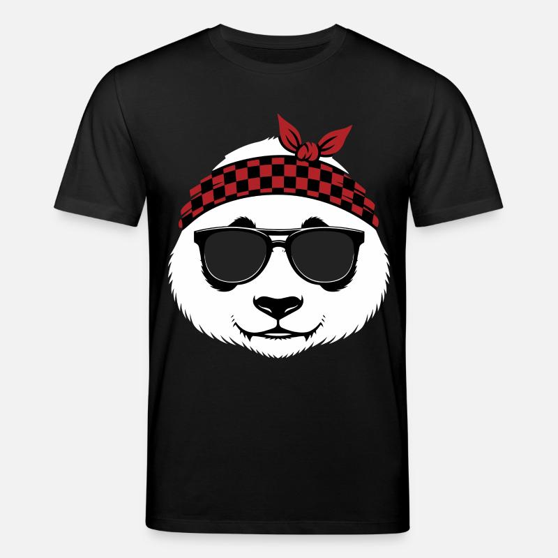 Cooler Panda Bär Sonnenbrille - Stanley/Stella Unisex Bio-T-Shirt CREATOR  - Schwarz