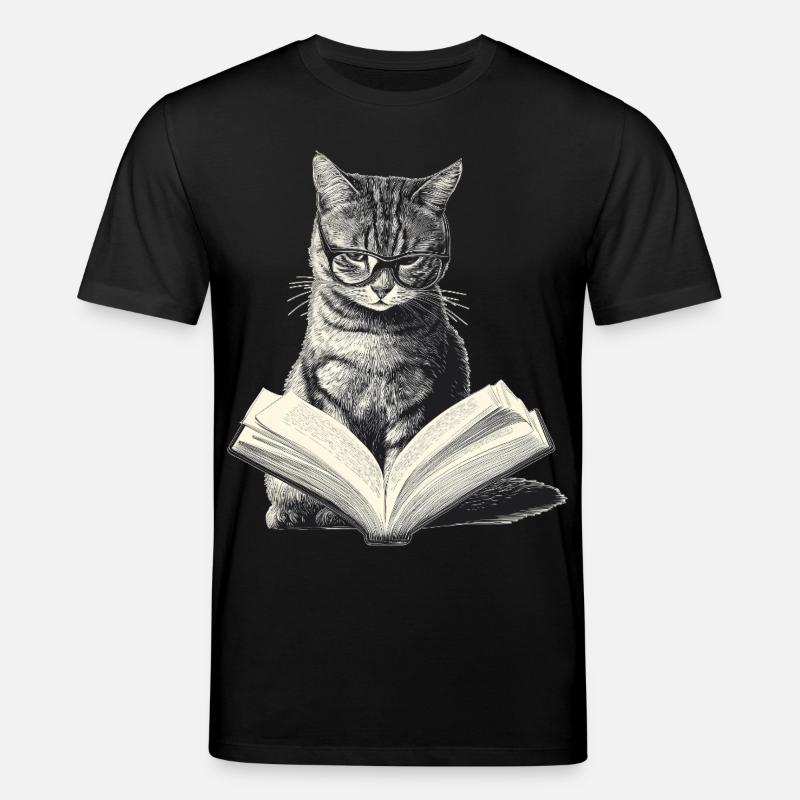 Katze liest Buch - Stanley/Stella Unisex Bio-T-Shirt CREATOR  - Schwarz