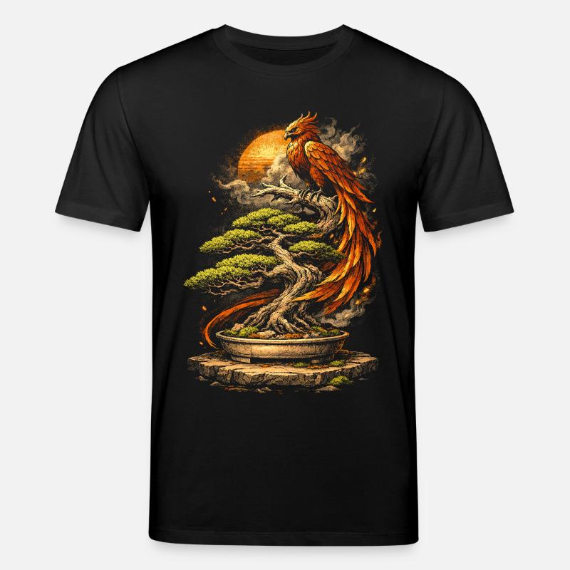 Bonsaibaum Mit Phönix - Stanley/Stella Unisex Bio-T-Shirt CREATOR  - Schwarz