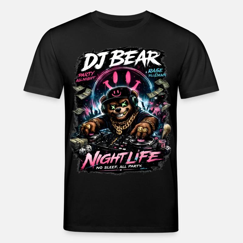 DJ Bear Nachtleben Orso Neon - Stanley/Stella Unisex Bio-T-Shirt CREATOR  - Schwarz