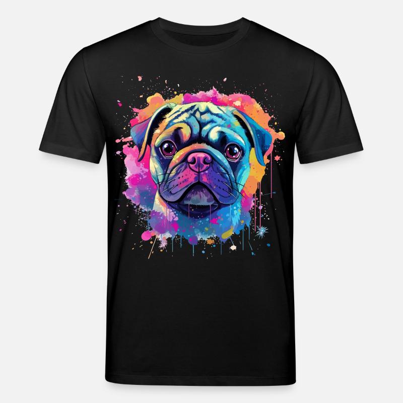 Portrait vibrant de Carlin Splash - T-shirt bio CREATOR Stanley/Stella Unisexe - noir