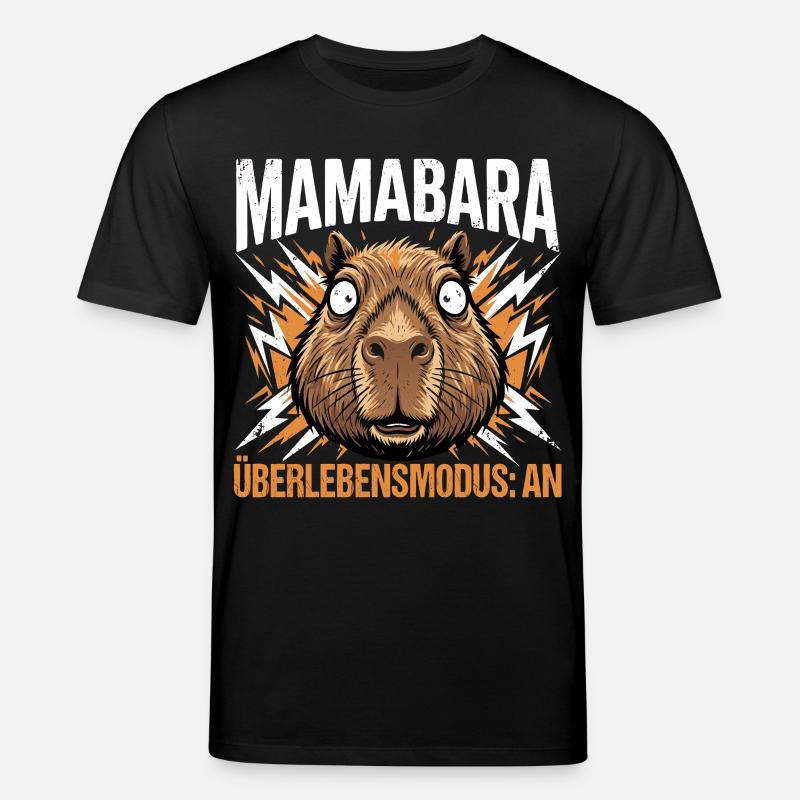 Mamabara Capybara Überlebensmodus Mutter - Stanley/Stella Unisex Bio-T-Shirt CREATOR  - Schwarz