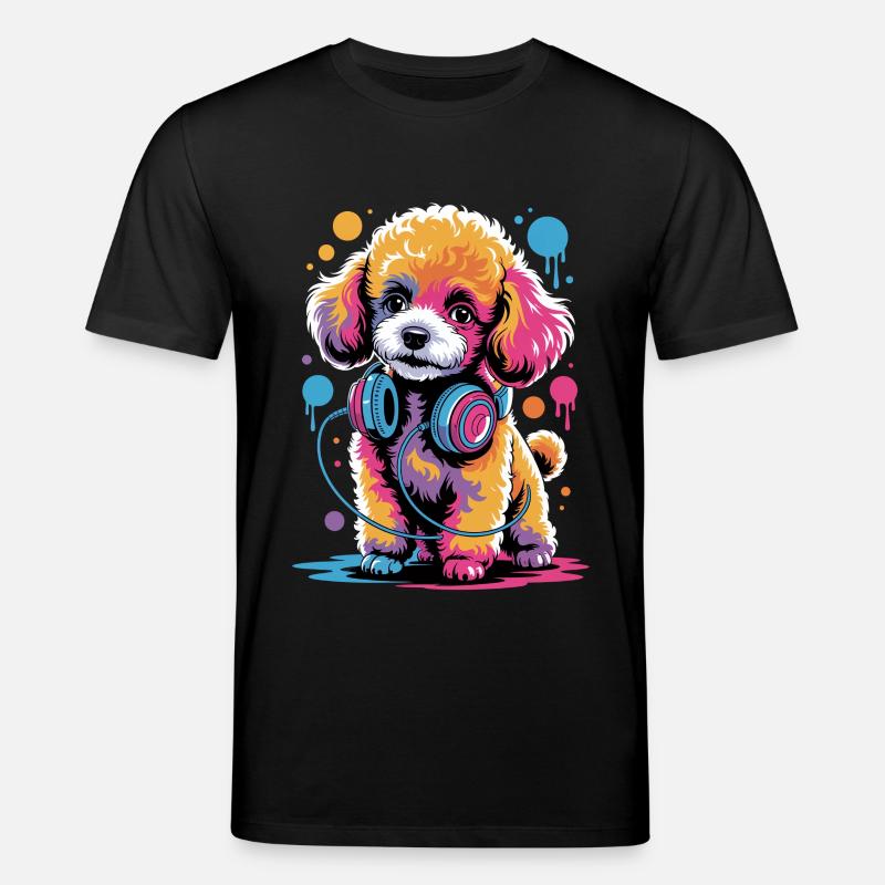 Caniche avec un casque - T-shirt bio CREATOR Stanley/Stella Unisexe - noir