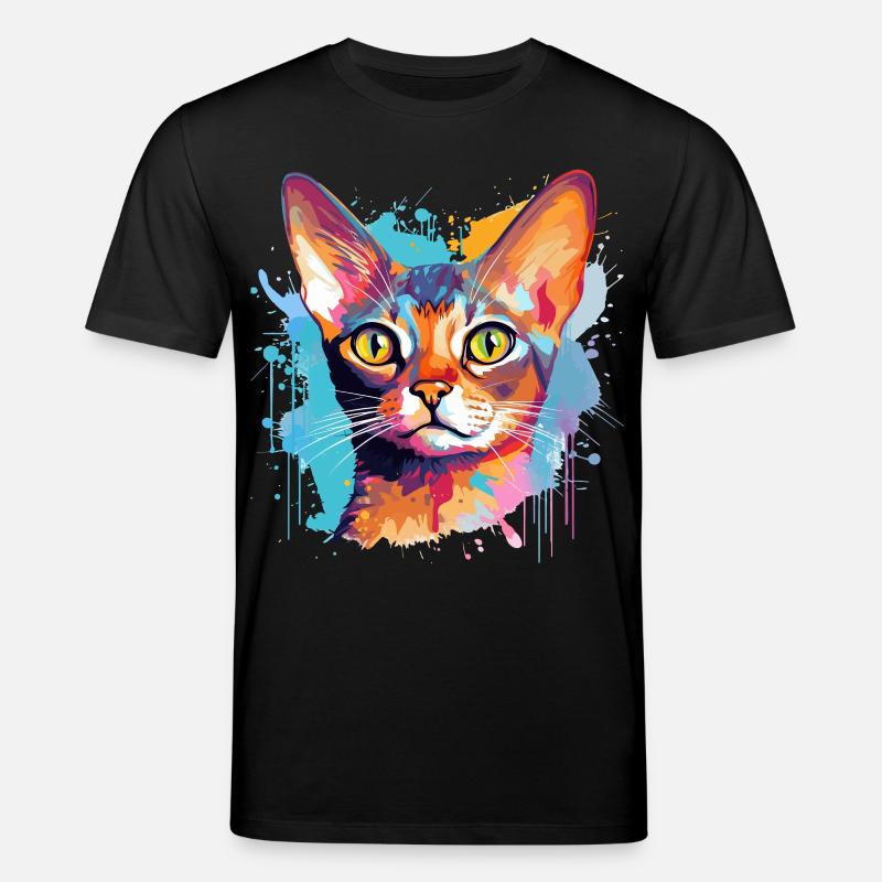 Abessinisches Katzengesicht – bunte Splash-Kunst - Stanley/Stella Unisex Bio-T-Shirt CREATOR  - Schwarz