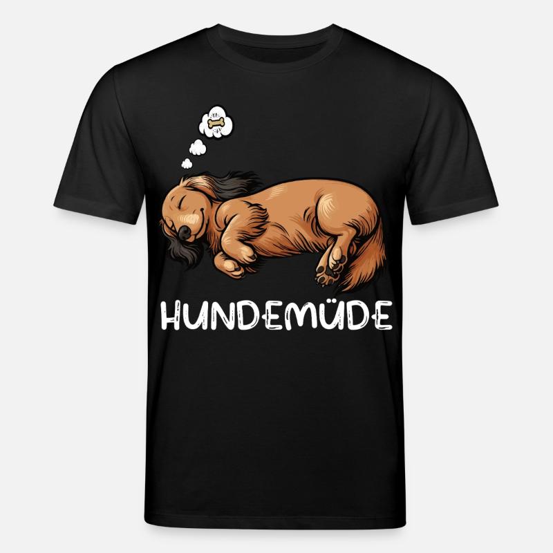 Hundemüde Langhaardackel Dackel Dackelhalter - Stanley/Stella Unisex Bio-T-Shirt CREATOR - Schwarz