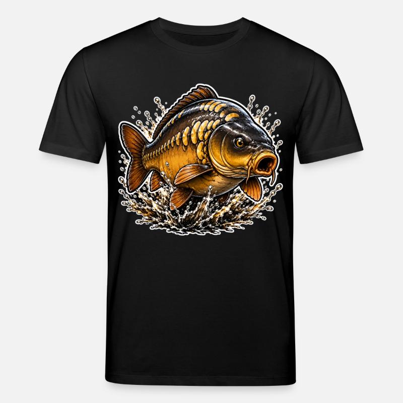 Spiegelkarpfen-Splash-Angel-Design - Stanley/Stella Unisex Bio-T-Shirt CREATOR  - Schwarz