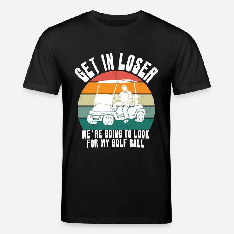 Retro Golf Cart Sunset - Stanley/Stella CREATOR Unisex Organic T-Shirt - black