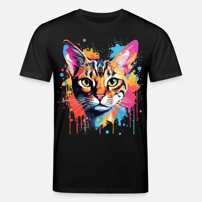 Bengalisches Katzengesicht Bunte Spritzkunst - Stanley/Stella Unisex Bio-T-Shirt CREATOR  - Schwarz