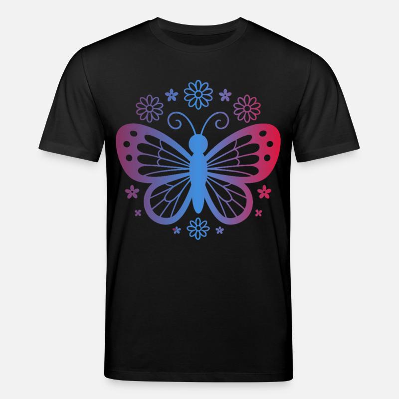 Gradient butterfly with flowers - Stanley/Stella CREATOR Unisex Organic T-Shirt - black