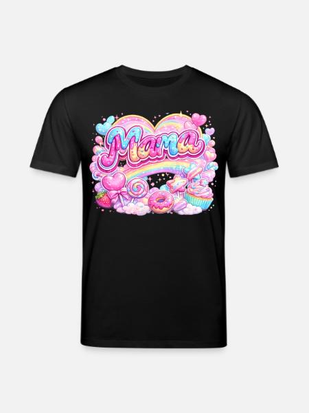 Mama Candy und Regenbogen | Mama-Geschenk - Stanley/Stella Unisex Bio-T-Shirt CREATOR - Schwarz