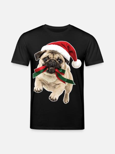 Verspielter Weihnachts Mops - Stanley/Stella Unisex Bio-T-Shirt CREATOR  - Schwarz