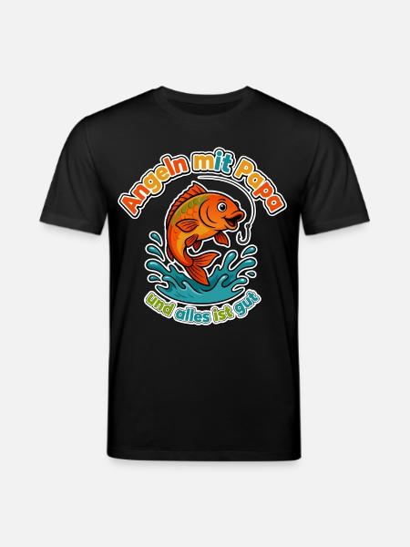 Angeln mit Papa - Stanley/Stella Unisex Bio-T-Shirt CREATOR - Schwarz