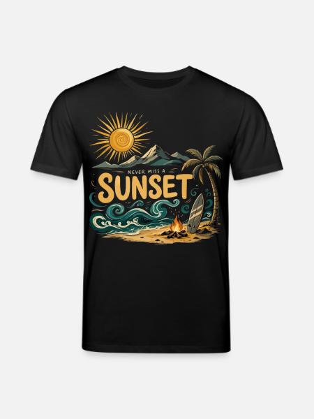 Sunset on the beach surf - Stanley/Stella CREATOR Unisex Organic T-Shirt - black