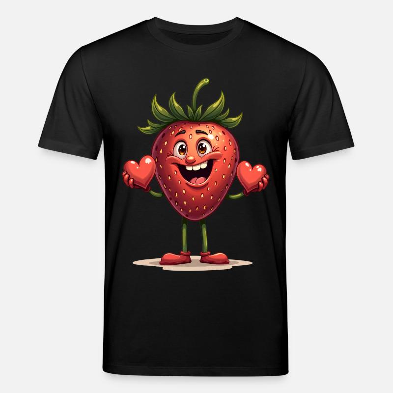Lustige Erdbeere Erdbeeren Früchte - Stanley/Stella Unisex Bio-T-Shirt CREATOR  - Schwarz
